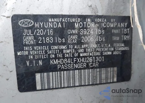 2017 Hyundai Elantra Value Edition from USA, damaged, VIN KMHD84LFXHU261301